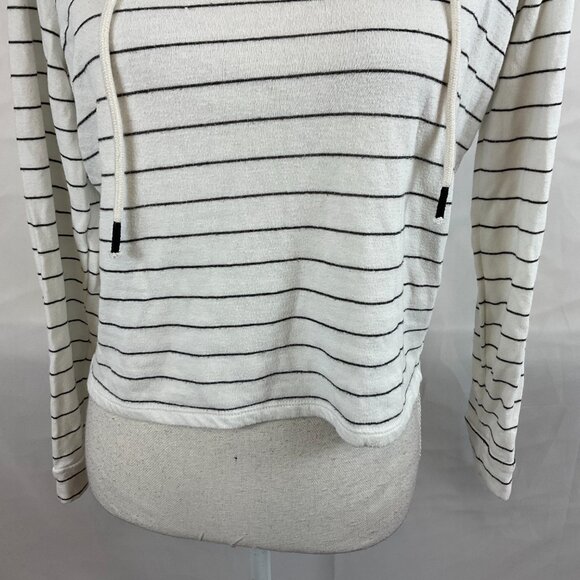 Marine Layer Top S White Black Striped Hoodie Long Sleeve - Picture 4 of 10